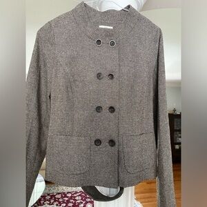 Loft women’s purplish brown-double buttons long sleeve belted Jacket/ blazer